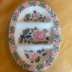 Charming Ceramic Floral Divided Platter